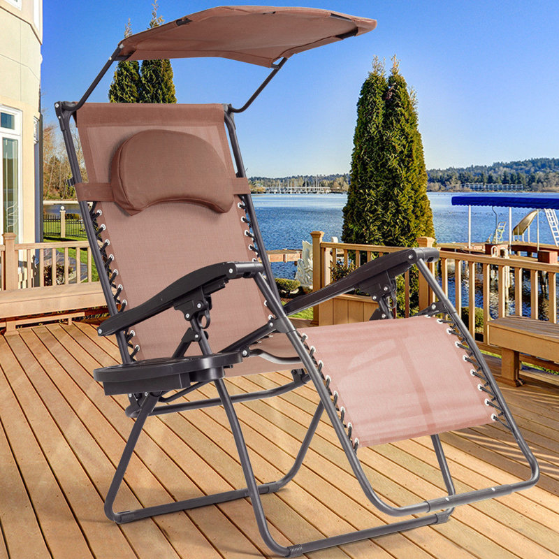 Chaise longue simple inclinable 29 po Kalobe, Brun