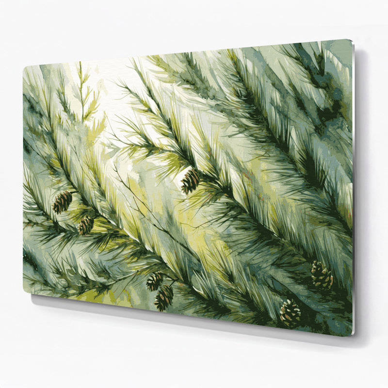 «Botanical Pine Branches», art mural en métal vert, H 11 po x l 14 po