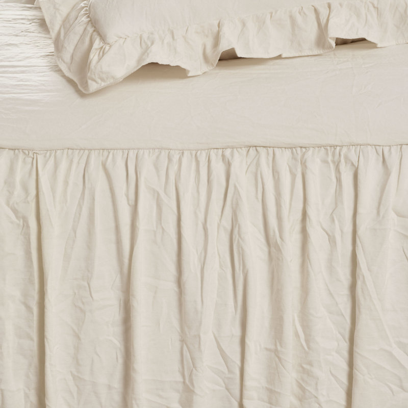Ivory Twin Microfiber Ruffle Skirt Bedspread Set