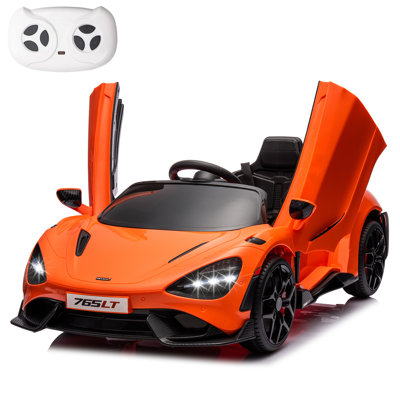 MUKIDY Kids Ride-on Car Licensed McLaren765LT for 3-6Years Old, Electric car 12V Battery Powered Electric Vehicle, w/Parent Remote, Music Player,3 Speeds, Orange