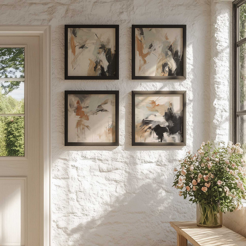 Chaotic Crescendo, ensemble de 4 impressions sur toile dans un cadre argent poli, 12 po x 12 po, H 27,5 po x l 27,5 po