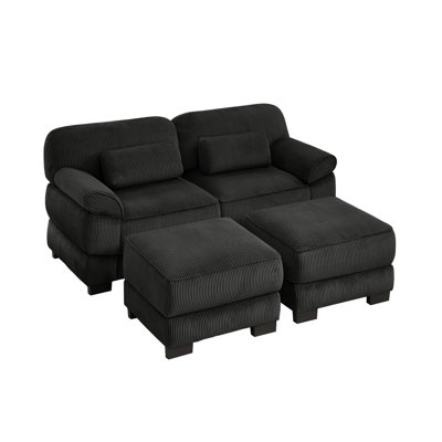 Cloud Couch 76.4 Inch L-Shaped Modular Sectional Sofa, 2-Seater Sofa with Ottoman, Comfy Thick Seat Cushions, Breathable Corduroy Fabric