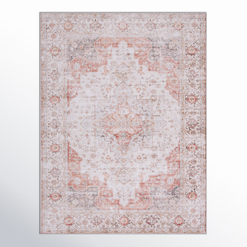 Sonia Oriental Power Loom Light Grey / Rust, Rectangle 2'6" x 4'