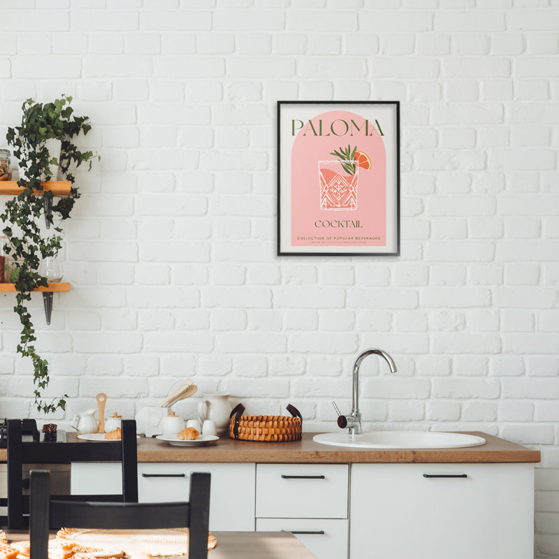 Giclée encadrée de style rétro Paloma, design par Lil 'Rue, H 14 po x l 11 po, Giclée encadrée noir minuit