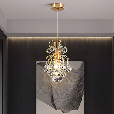 1 - Light Dimmable Crystal Empire Chandelier  With Gold Finish