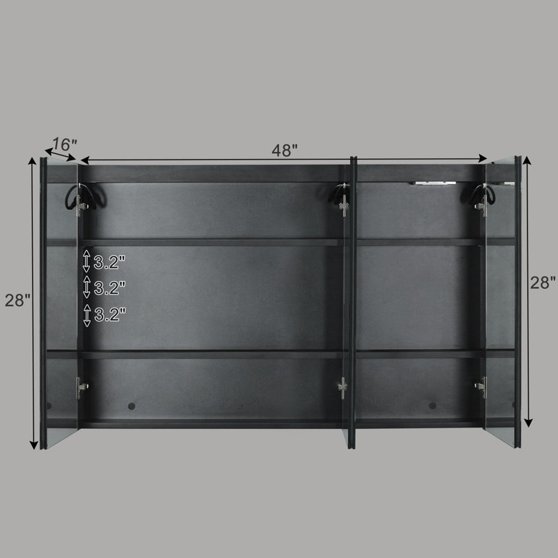 Armoire à pharmacie éclairée avec tablettes Catressa, Noir