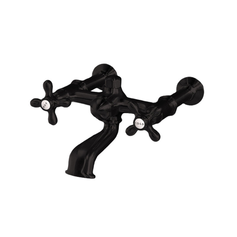 Wall Mount Tub Filler Faucet with Cross Handles by Strom Living, Unlacquered Oil Rubbed Bronze