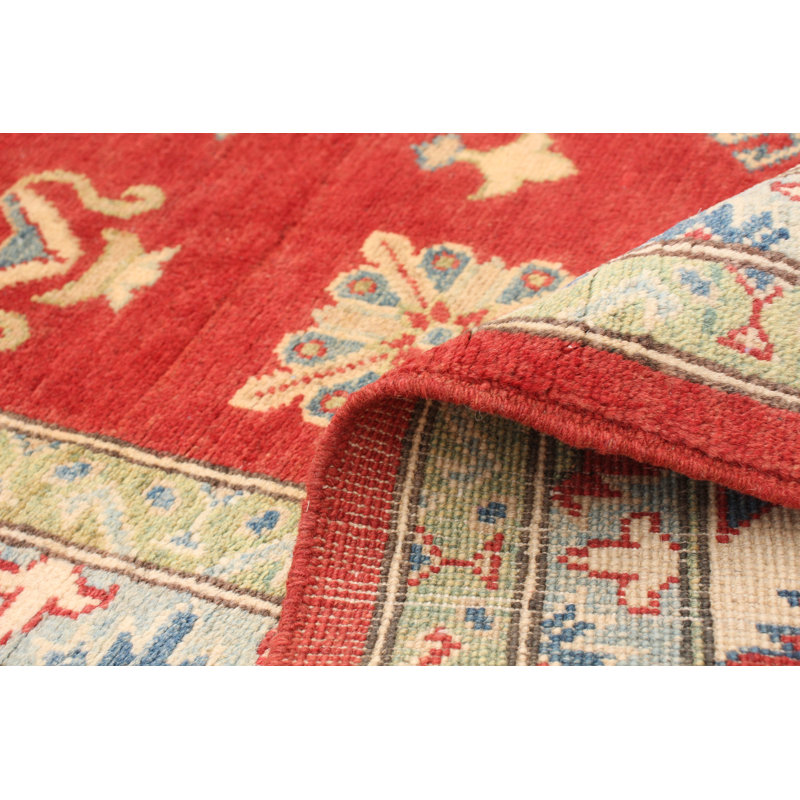 Tapis unique en laine noué à la main Gazni rouge / doré 8 pi x 10 pi années 2019 Qaiden