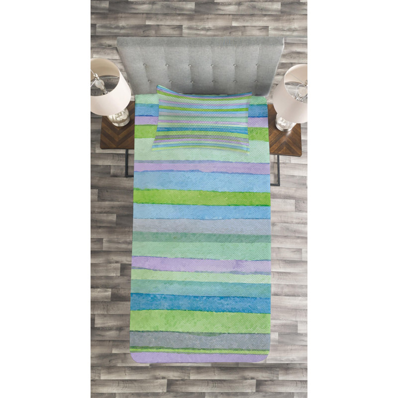 Farmhouse / Country Polyester Striped Coverlet, Twin Coverlet + 1 Sham