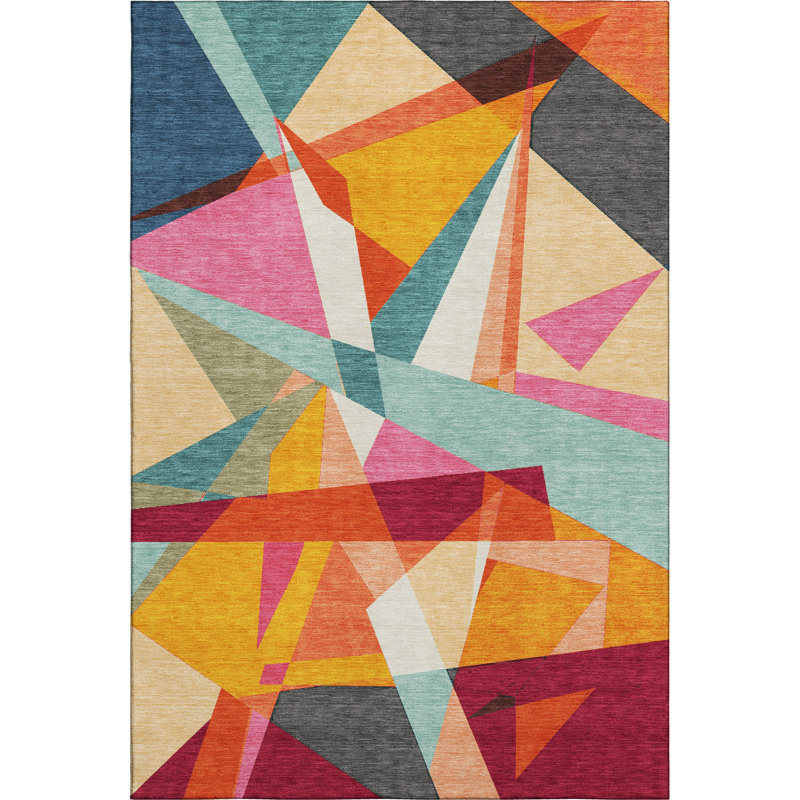 Premium Machine Washable Floyd AMF1609 Geometric Rug, Rectangle 10' x 14'