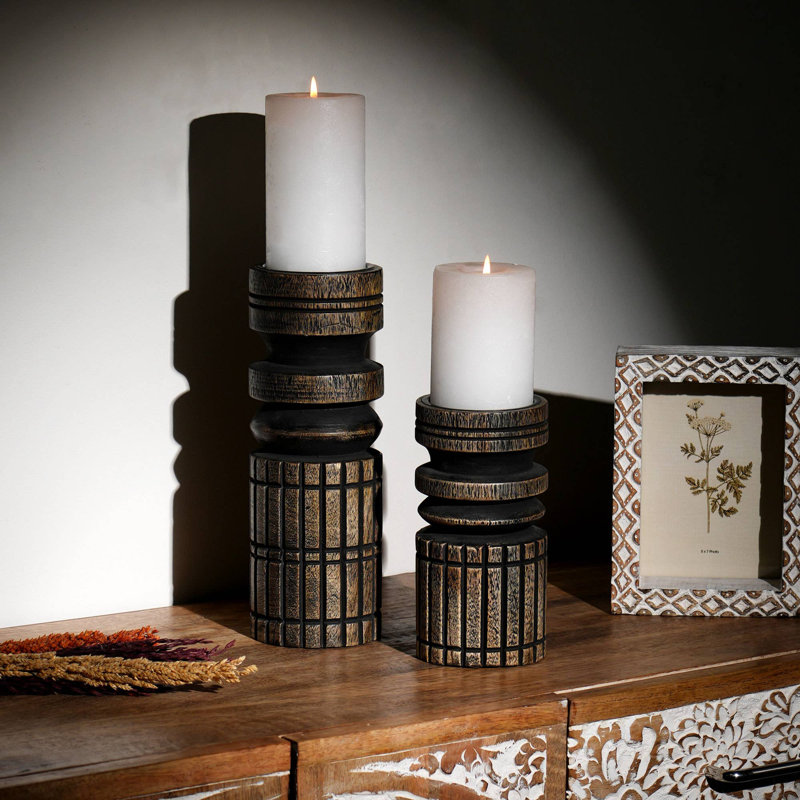 Porte-bougie décoratif en bois