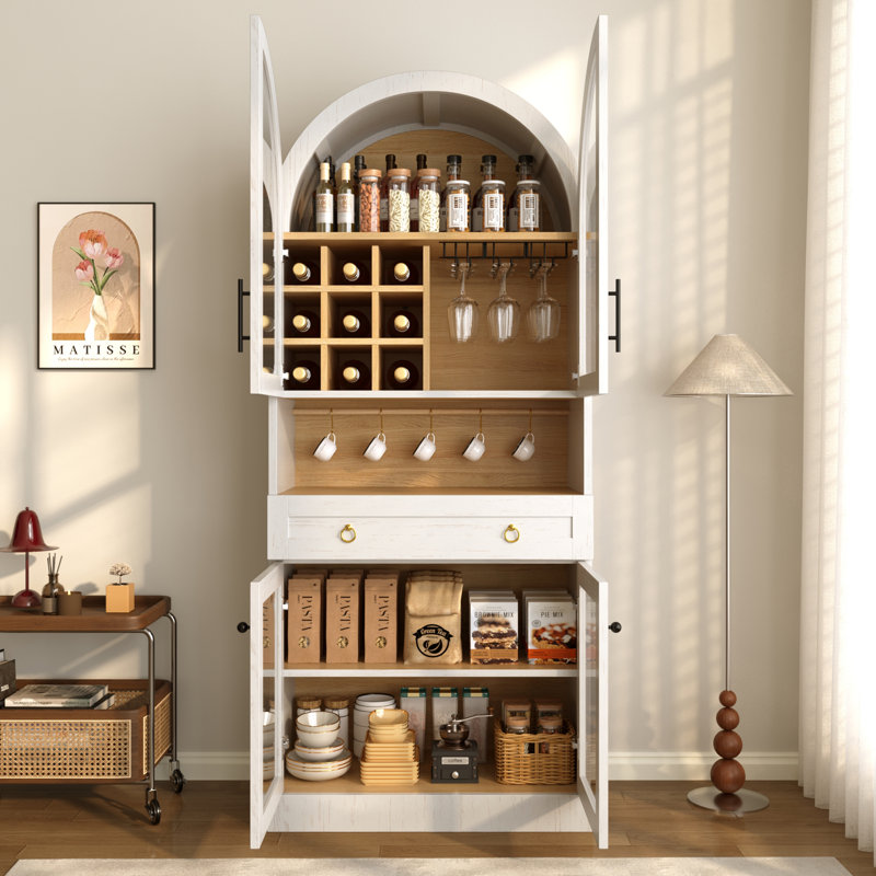 Bar Mid-Century avec tablette réglable Kate, Blanc
