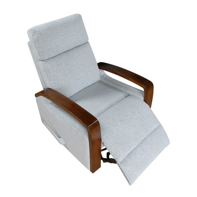 Luxurious Swivel Glider Reclining Chair Upholstery Comfortable Brown Finish Wooden Arms Modern Living Room Furniture 1Pc