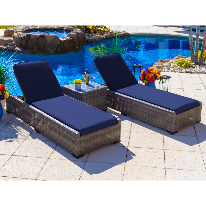 Yussuf 15 - Person Modular Patio Conversation Set with Cushions, Navy, Gray, 6 Pieces Included