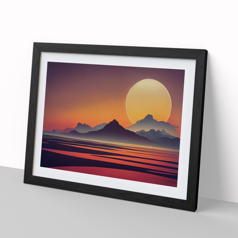 Daring Mountain Sunset - Framed Print, 34cm H x 46cm W x 2cm D, Black