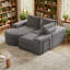 Canapé modulaire incurvé de 99 po en chenille gris avec méridienne, sans assemblage-793243033
