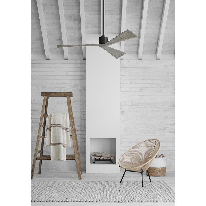 Adler Downrod Ceiling Fan, Aged Pewter/Gray Weathered Oak, 60"