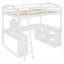 Lit mezzanine double en bois avec bureau en U, compartiments de rangement et miroir à trois volets-1705806998