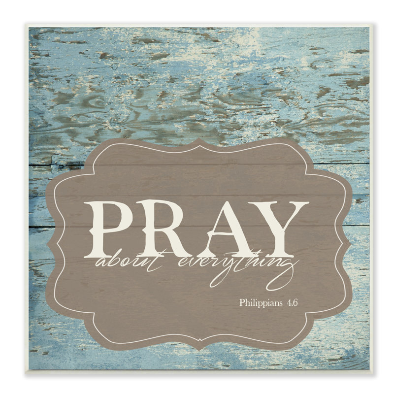 «Pray About Everything», reproduction d'art textuel sur bois encadré, Plaque