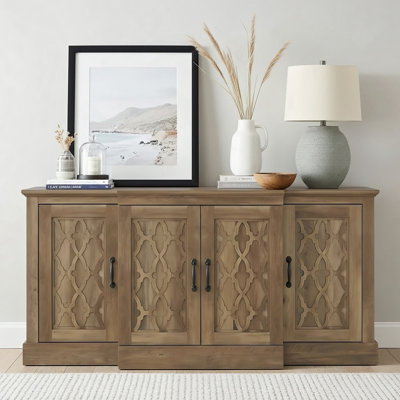 Chessani 59.1" Traditional Cutout 4 Door Dining Cabinet with Adjustable Shelves