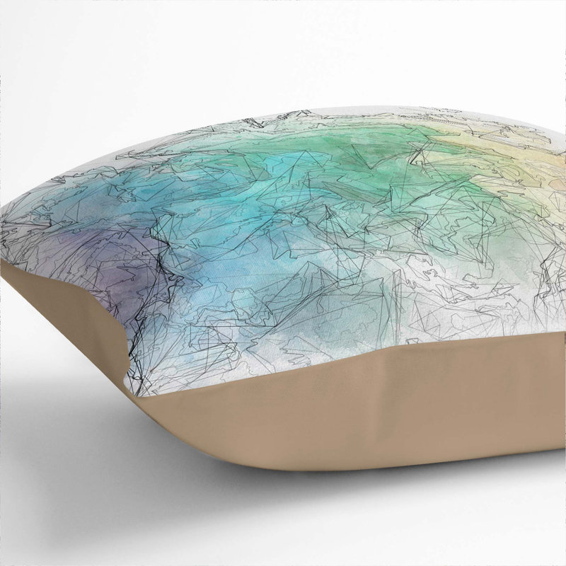 Abstract Square Throw Cushion, 40cm H x 40cm W x 15cm D, Stone