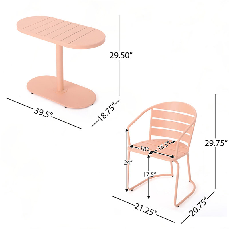 3PC dining table set, Coral
