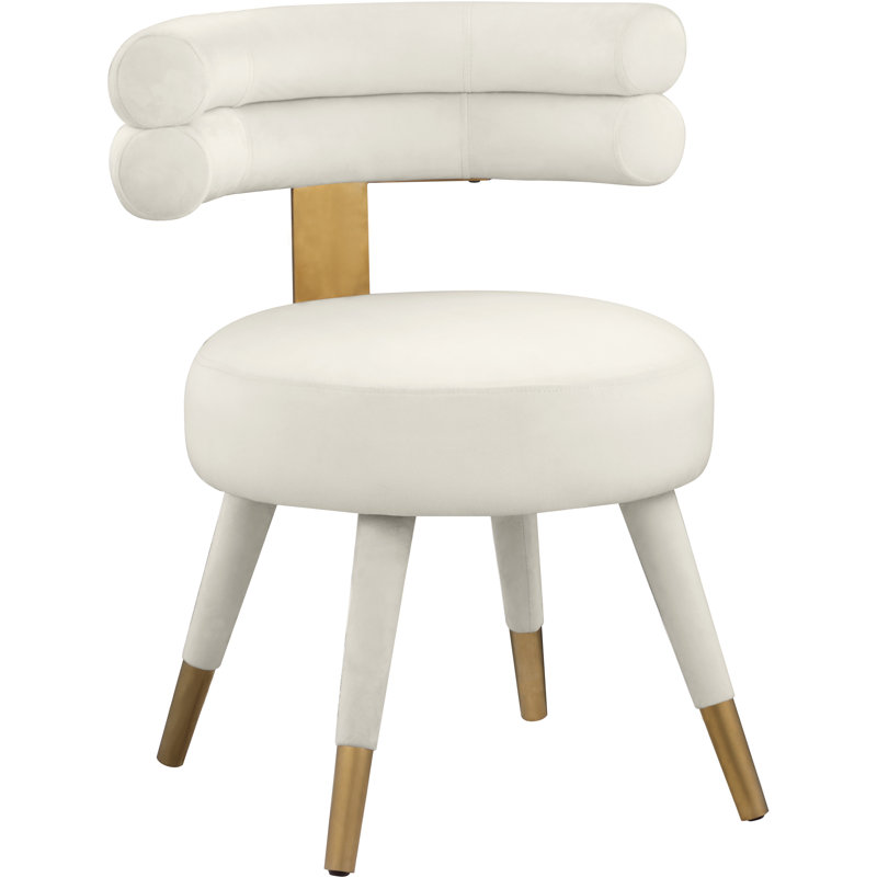 Reimers 18.5'' H Tufted Velvet Upholstered Side Chair, Cream Velvet