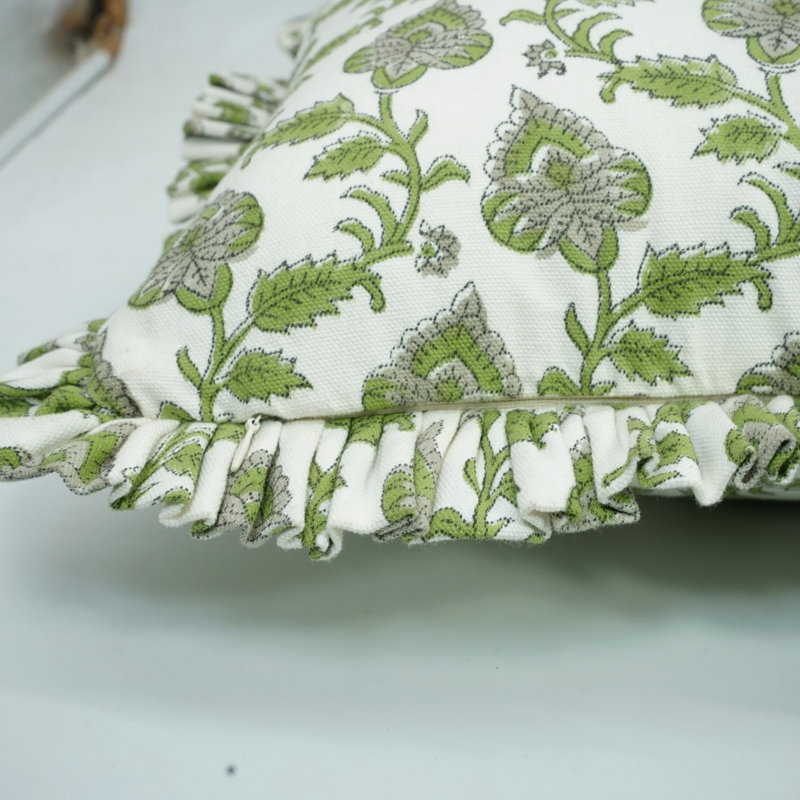 Housse de coussin à volants à motif floral fabriqué à la main Fabividine, coton épais blanc, 14 x 36, H 20 po x l 12 po