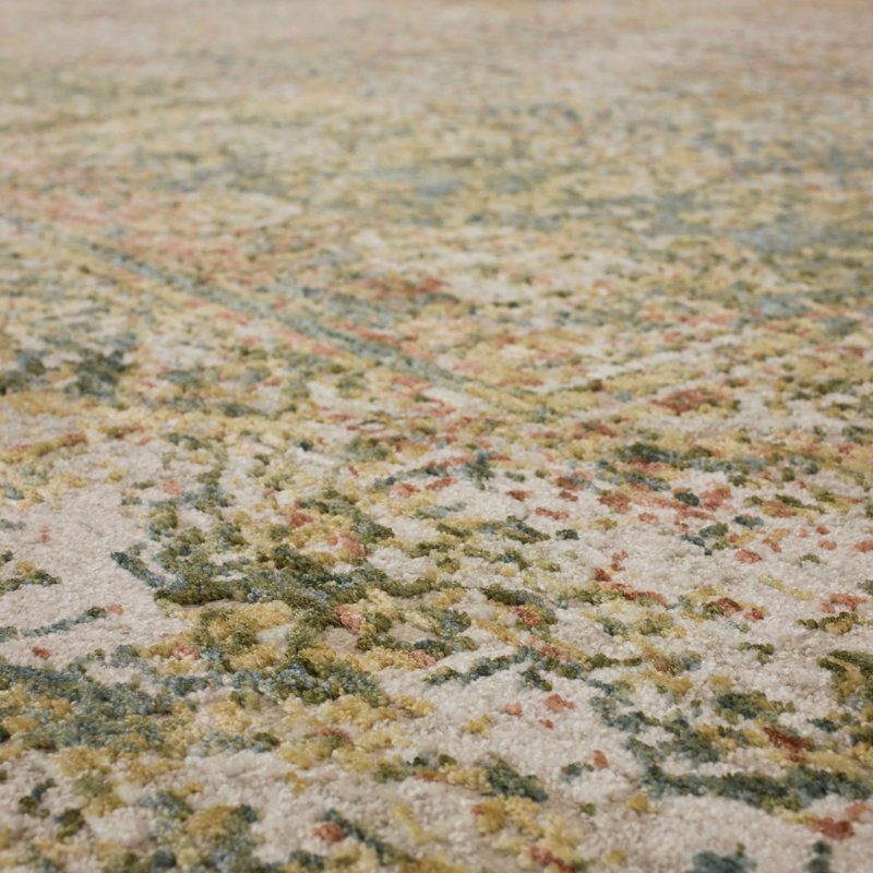 Ivory and Multicolor Synthetic 9' x 12' Rectangular Area Rug