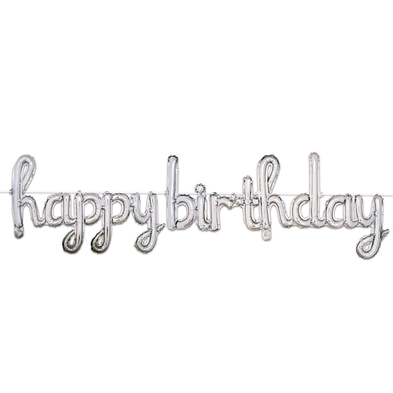 Banderole de script Script Happy Birthday, Argent