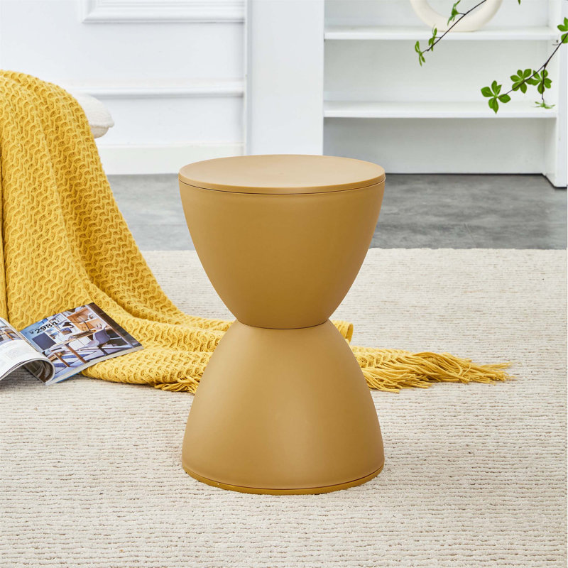Compact and Stylish Yellow Plastic Side Table Stool, Perfect for Small Spaces and Modern Interiors.