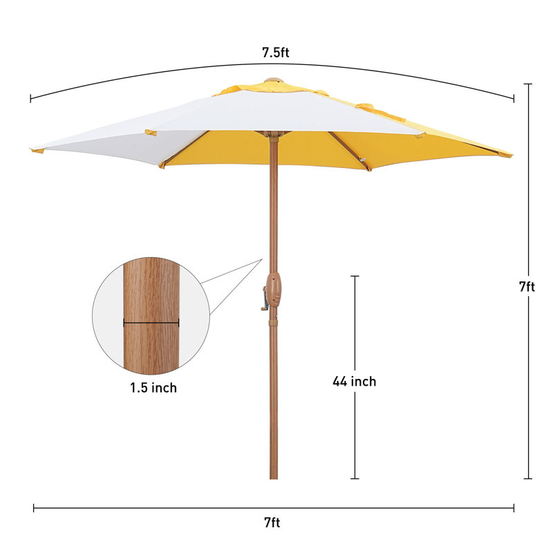 Parasol solaire de terrasse 7,5 pi avec manivelle Arlmont & Co.