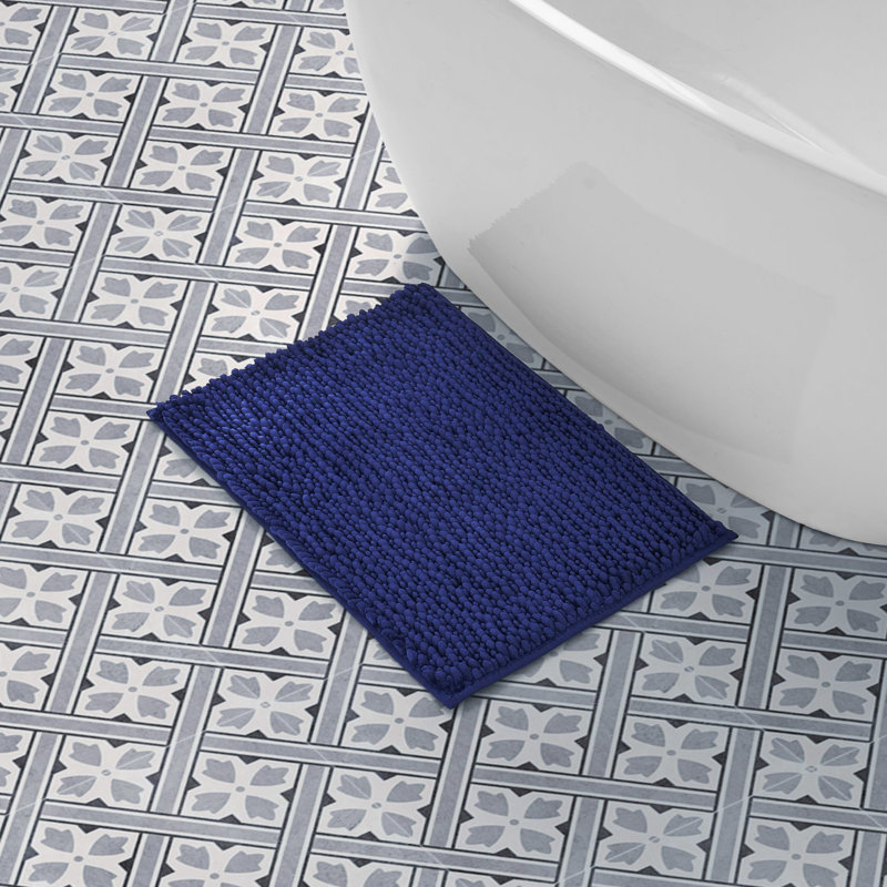 Laura Ashley Butter Chenille Bath Rug, 17" W x 24" L, Black