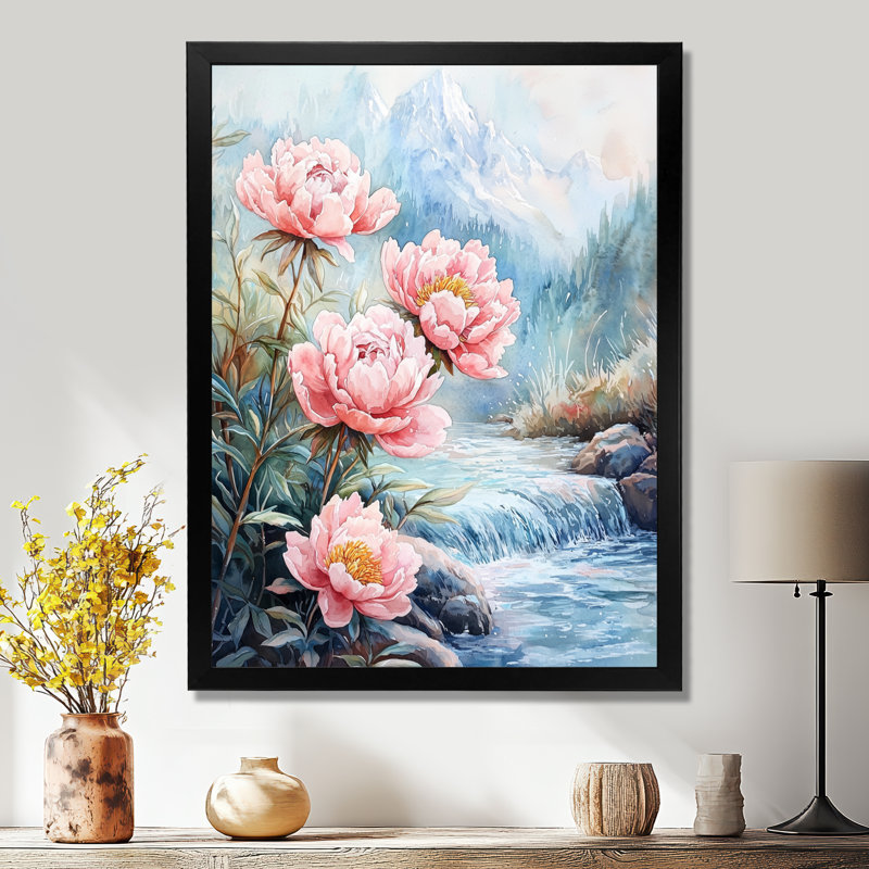 Gitza - art mural floral, H 32 po x l 24 po, Reproduction encadrée d'une seule photo, Noir, noir, noir, noir
