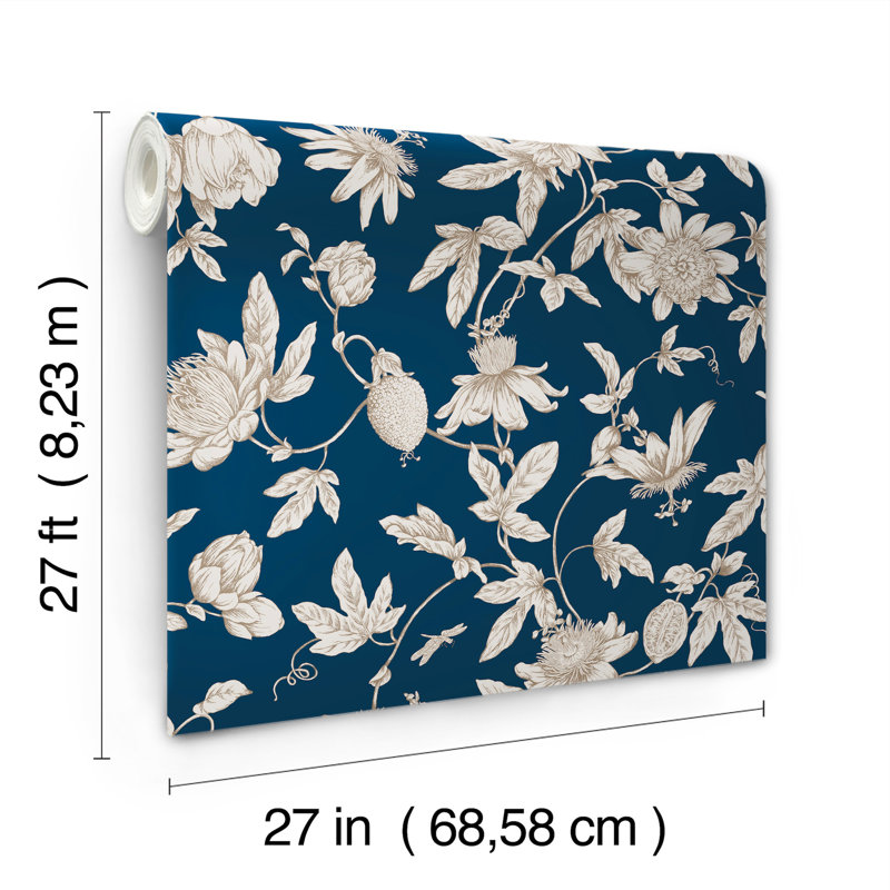 27' L x 27" W Wallpaper Roll, Navy
