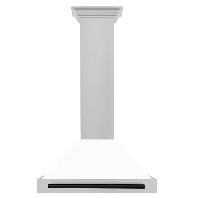 30" 400 CFM Ducted Wall Mount Range Hood, White Matte/Matte Black