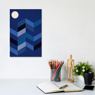 Geometric Landscape With Full Moon by Nouveau Prints - Wrapped Canvas Gallery-Wrapped Canvas Giclée