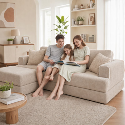 Boneless 71" Modular Sleeper Sectional Sofa with one Ottoman