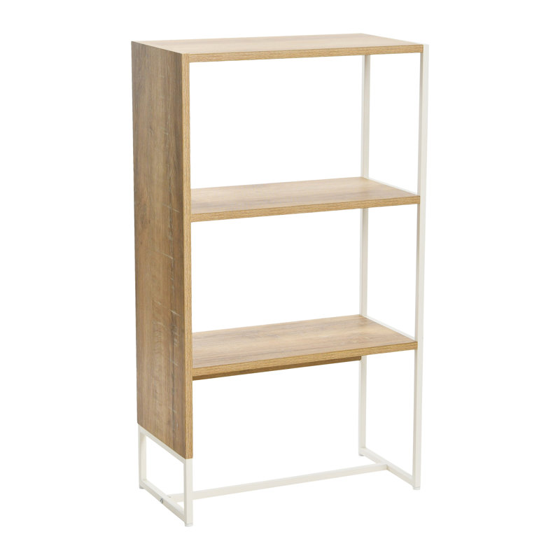 Coastal Oak Iron Three-Tier Shelf, Brown/White