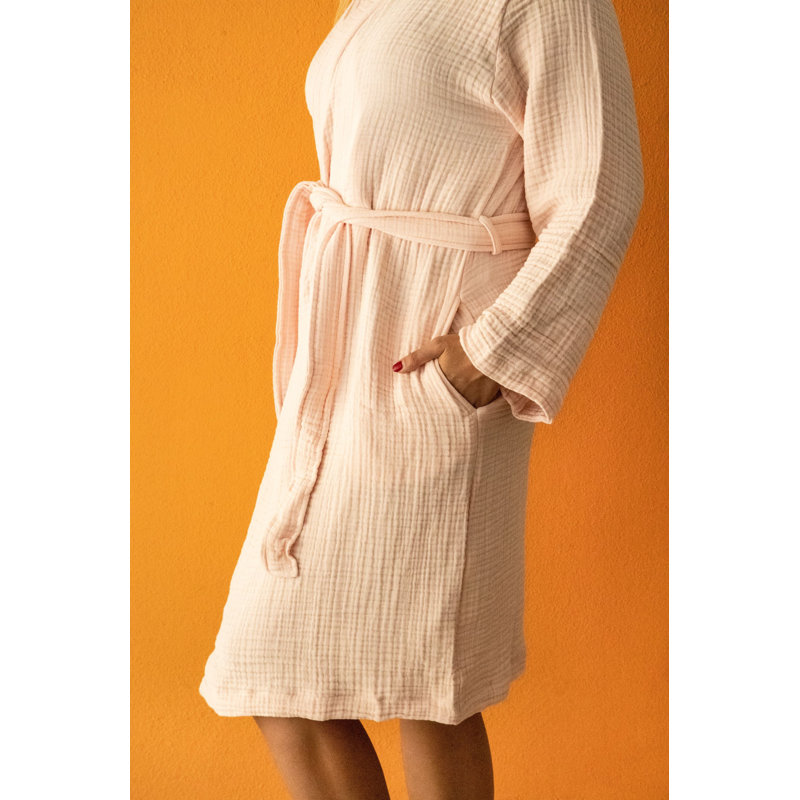 100% peignoirs turcs en mousseline de coton, robes légères et respirantes, M, Rose