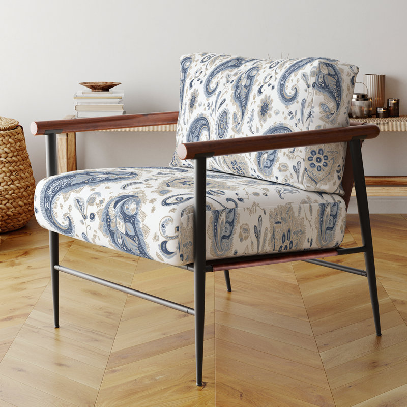 Chaise rembourrée French Country, Bras ronds bruns