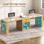 90.5" 2 Person Computer Desk, Long Office Desk With Storage Drawers-789187169