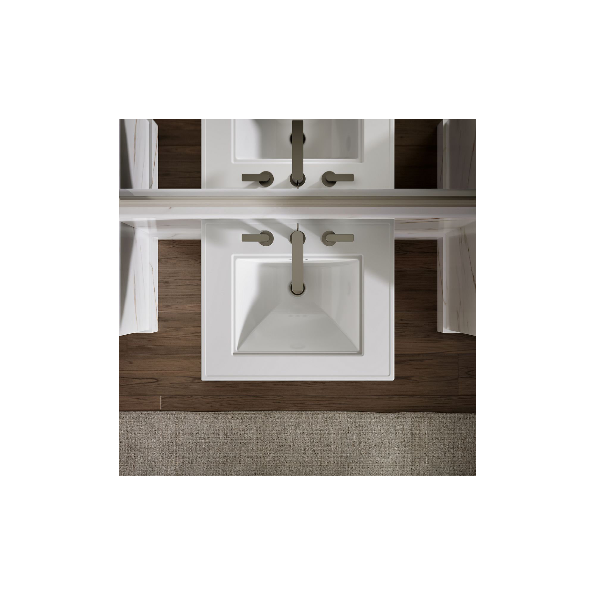 Memoirs Stately Pedestal Bathroom Sink with Faucet Holes, 8" Centers, White, 34.75" H x 20.5" W x 24.5" L