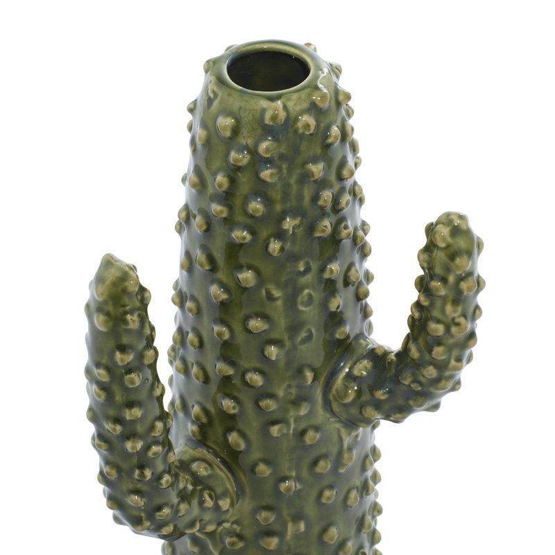 Alyse Ceramic Table Vase, Green, 12.50" H x 7.05" W x 5.40" D