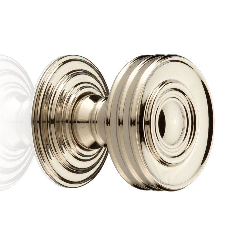 Bouton rond Bordeaux de 1 1/4 po de diamètre, Nickel poli, H 1,5 po x l 1,48 po x P 1,48 po