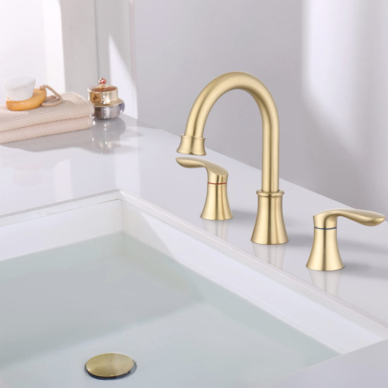 2-handle Bathroom Faucet with Drain Assembly, Brushed Gold