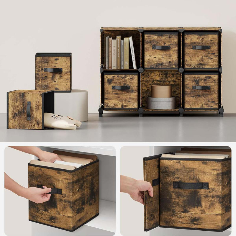 Cube Storage Organizer With Storage Boxes, Set Of 9-Cube Organizer, 9 Collapsible Non-Woven Fabric Bins, Customizable, Space-Saving, Bedroom