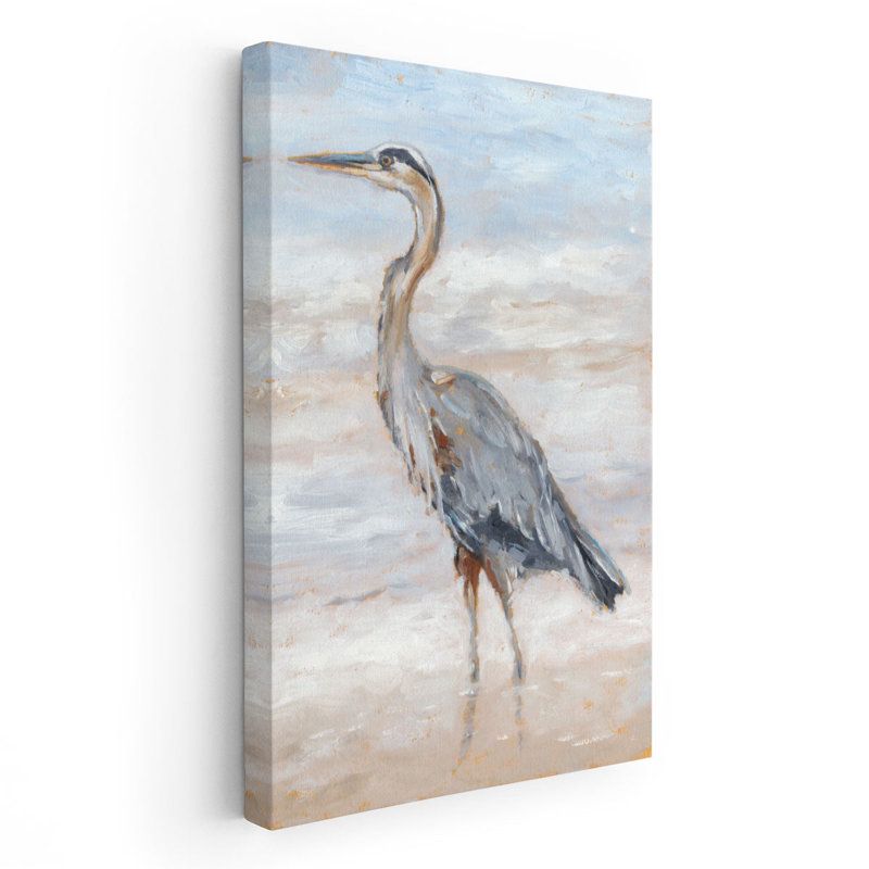 «Beach Heron II», reproduction d'art sur toile, H 18 po x l 12 po