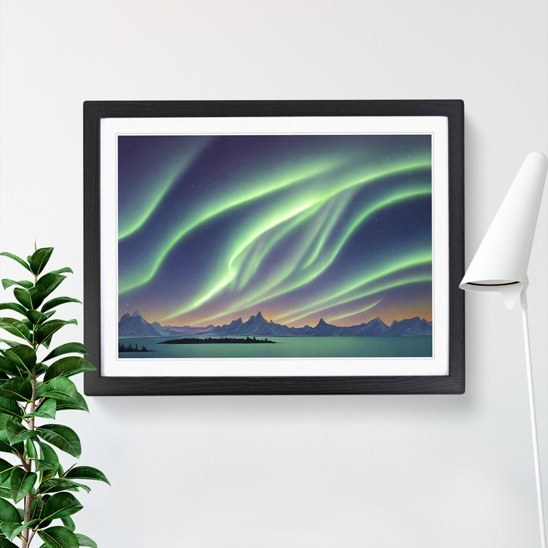 Illuminated Northern Lights - Framed Print, Black, 46cm H x 64cm W