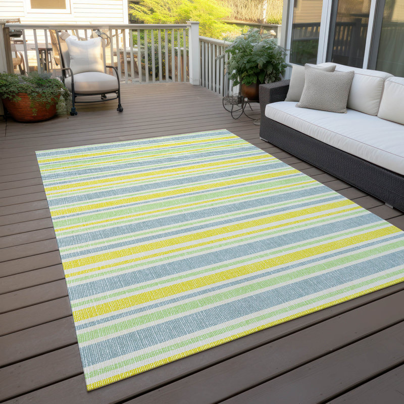 Kinslee Washable Striped Indoor / Outdoor Rug, Rectangle 10' x 14'